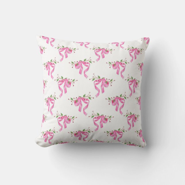 Coussin Vaches roses avec Holly et Berry Noël (Recto)
