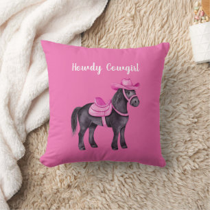 Coussin Vachette Rose Howdy Cheval