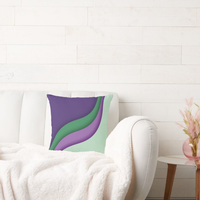 Coussin Vague Moderne Violet Vert  (Canapé)