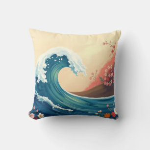 Coussin Vague océanique impressionniste