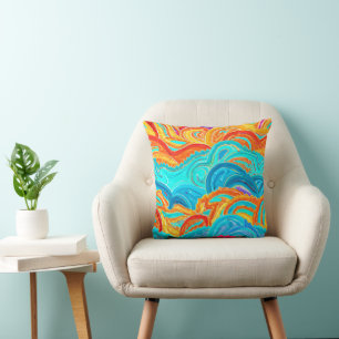 Coussin Vague Peinture Motif. Commandez dès maintenant