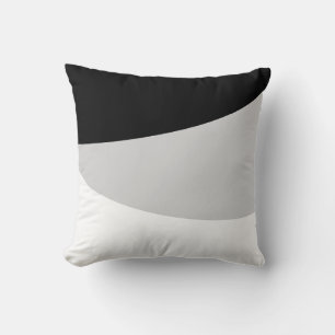 Coussin Vagues Abstraites chic en gris argent noir et blan