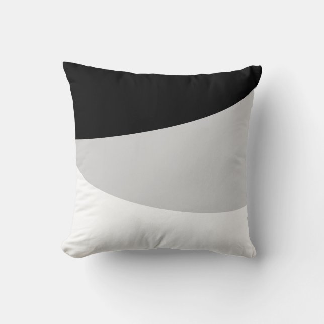 Coussin Vagues Abstraites chic en gris argent noir et blan (Recto)