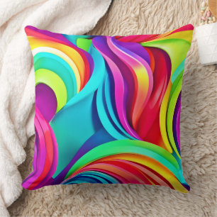 Coussin Vagues Abstraites dynamiques en couleur dynamique