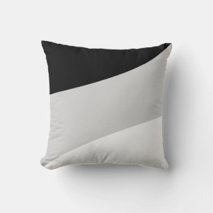 Coussin Vagues Abstraites modernes en noir gris argent et 