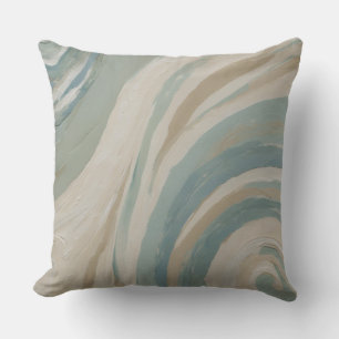Coussin Vagues beige crème sarcelle bleu vert