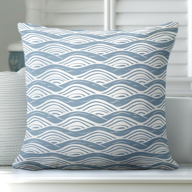 Coussin Vagues bleu et blanc de l'océan Jeu d'oreiller (Créateur téléchargé)