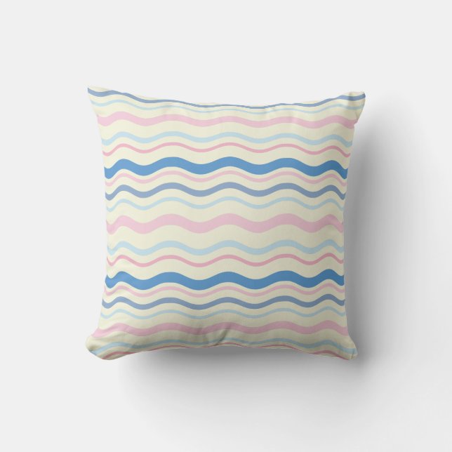 Coussin Vagues bleu rose (Recto)