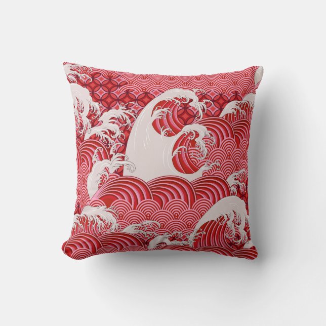 Coussin Vagues Chinoises : Décor Sans Couleur. (Recto)