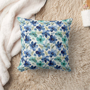 Coussin Vagues de tulipes bleues océaniques