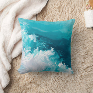 Coussin Vagues de turquoise tourbillonnantes Art de vague 