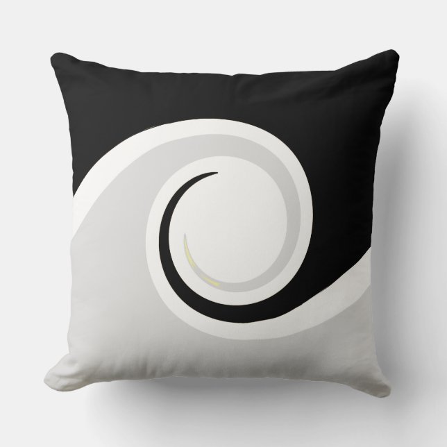 Coussin Vagues de vie Abstraite noir et blanc (Recto)