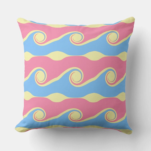 Coussin Vagues de vie Abstraite rose turquoise (Recto)