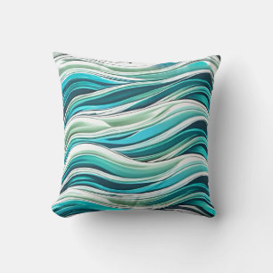 Coussin Vagues d'eau, bleu vert