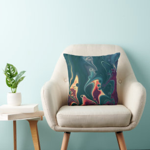 Coussin Vagues en fusion en mouvement de minuit