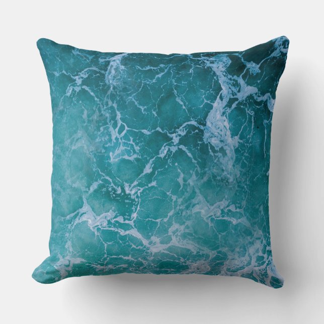 Coussin Vagues profondes de l'océan bleu (Recto)