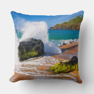 Coussin Vagues se brisant sur la plage, Hawaï