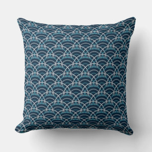Coussin Vagues Seigaiha japonaises en motif transparent