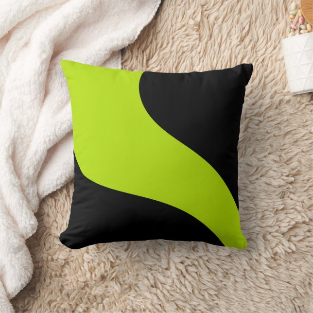 Coussin Vagues simples en vert citron (Couverture)