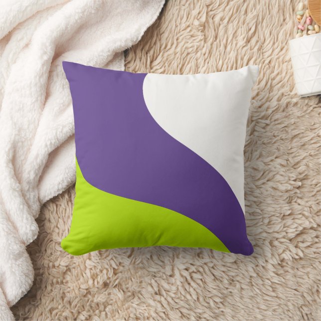 Coussin Vagues simples en vert citron vert et violet (Couverture)
