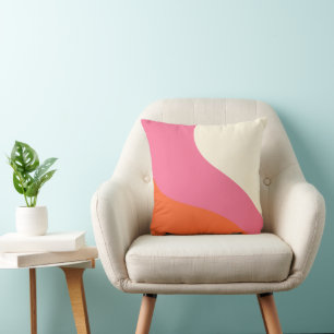Coussin Vagues simples - rose, orange et crème