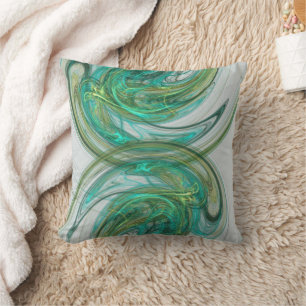 Coussin Vagues spirales vertes Artwork Abstrait