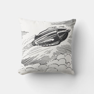 Coussin Vaisseau spatial de science-fiction vintage dans l