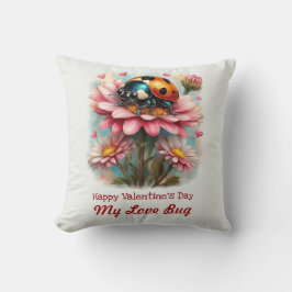Coussin  Valentine Love Bug on Blossoms Rose