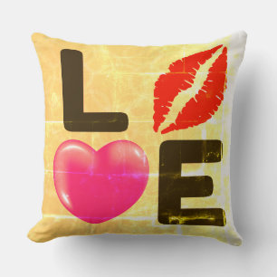 Coussin Valentine LOVE Kiss and Heart