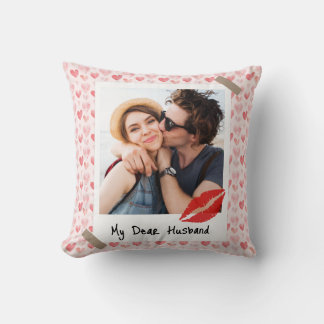 Coussin Valentine Photo Red Heart Dear Husband Custom