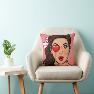 Coussin Valentine Pop Art Lollipop Girl