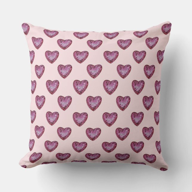 Coussin Valentine's Day Hearts Pink Disco Ball Hearts (Recto)