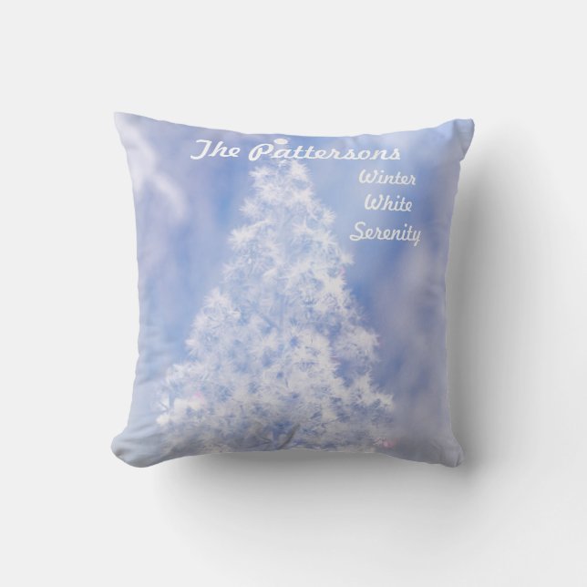 Coussin Vallée des pins de Noël blanc neige (Recto)