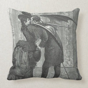 Coussin Vampire à ailes victorien/gothique d'un baiser