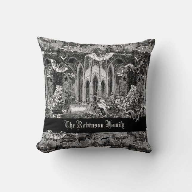 Coussin Vampires gothiques les plus sombres Crypte Graves  (Recto)