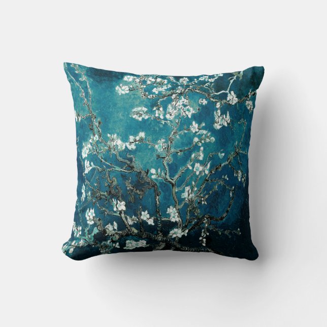 Coussin Van Gogh Almond Blossoms Dark Turquoise (Recto)