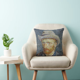 Coussin Van Gogh Autoportrait Gris Sens Casquette Peinture