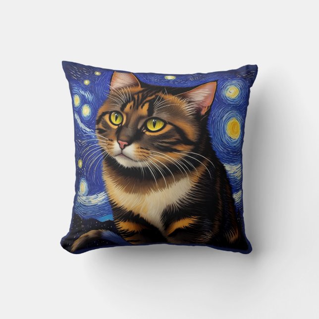 Coussin Van Gogh Chat Nuit Et Jour (Recto)