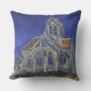 Coussin Van Gogh L'église d'Auvers-sur-Oise ciel bleu Art
