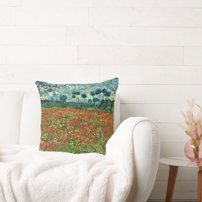 Coussin Van Gogh - Poppy Field, célèbre peinture, (Canapé)