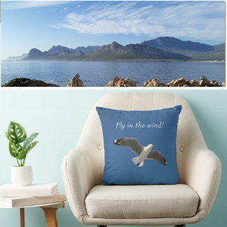 Coussin Vapeur de mouettes blanches Profonde Ciel bleu Ins