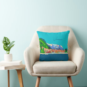 Coussin Varenna Lake Côme Italie Illustration Voyage