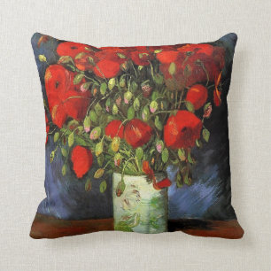 Coussin Vase aux coquelicots rouges par Vincent van Gogh.