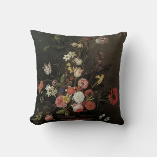 Coussin Vase de fleurs baroques floraux vintage Still Life