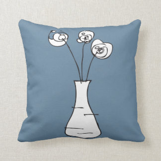 Coussin vase de fleurs de doodle