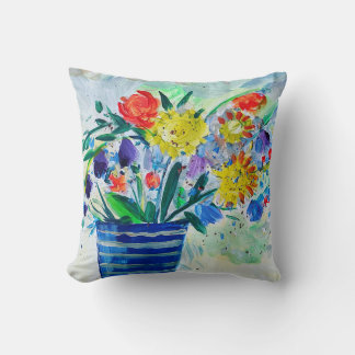 Coussin Vase de fleurs de style impressionniste