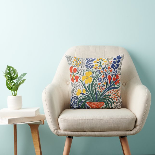 Coussin Vase et fleurs sauvages (Chaise)