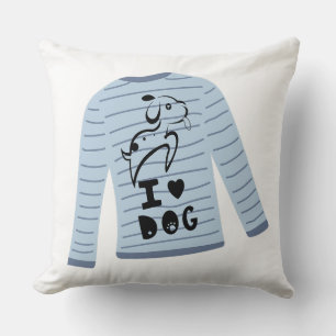 Coussin Vecteur de pull rayé J'adore chien