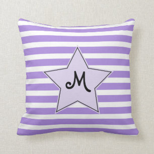 Coussin Vedette du rock rayée de Monogramed de lavande