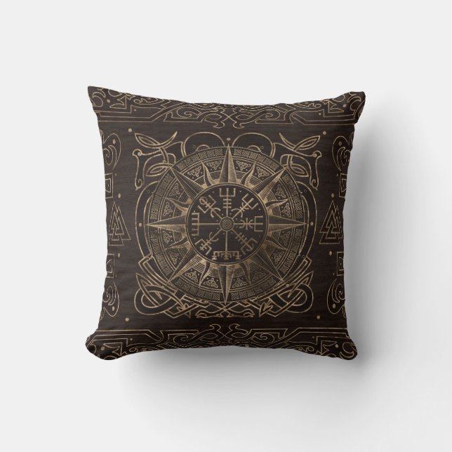 Coussin Végétarienne - Ornement de boussole viking (Recto)
